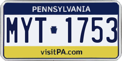PA license plate MYT1753