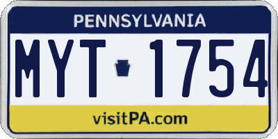 PA license plate MYT1754