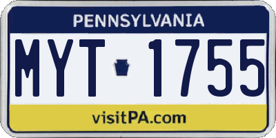 PA license plate MYT1755