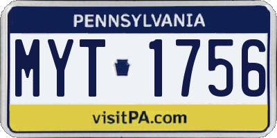 PA license plate MYT1756