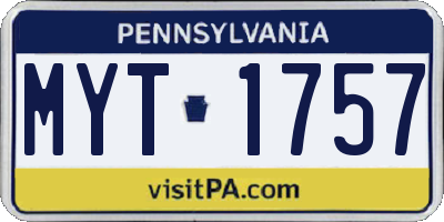 PA license plate MYT1757