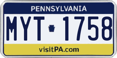 PA license plate MYT1758