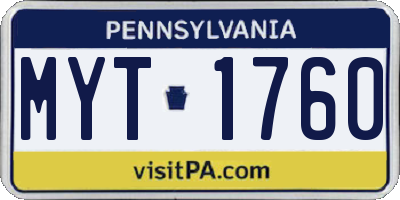 PA license plate MYT1760