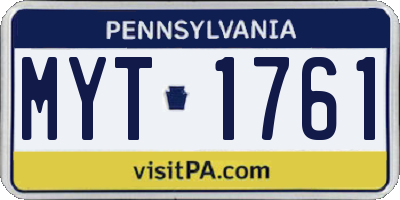 PA license plate MYT1761