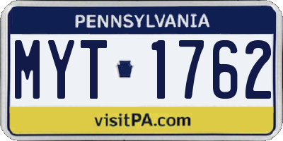 PA license plate MYT1762