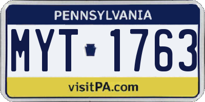 PA license plate MYT1763