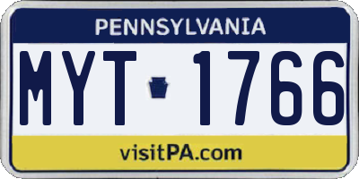 PA license plate MYT1766