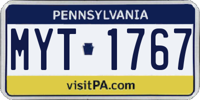 PA license plate MYT1767