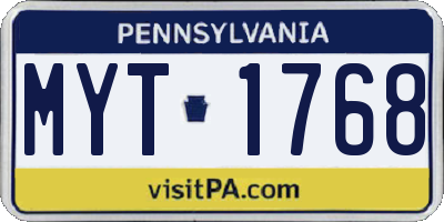 PA license plate MYT1768