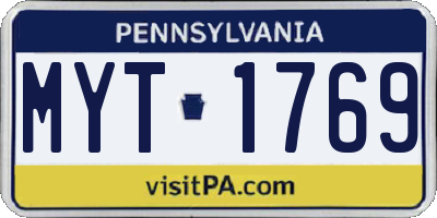 PA license plate MYT1769