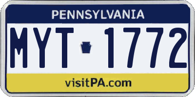 PA license plate MYT1772