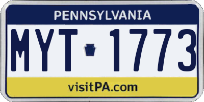PA license plate MYT1773