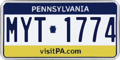 PA license plate MYT1774
