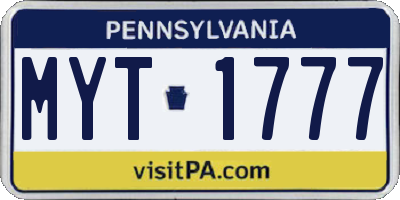 PA license plate MYT1777