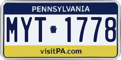 PA license plate MYT1778