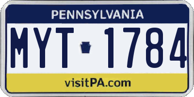 PA license plate MYT1784