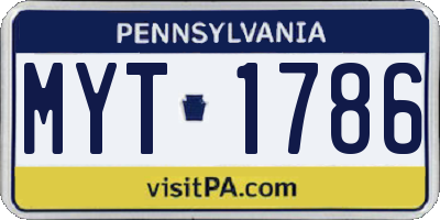 PA license plate MYT1786