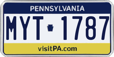 PA license plate MYT1787