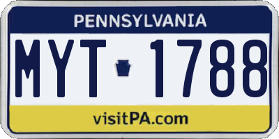 PA license plate MYT1788
