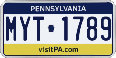 PA license plate MYT1789