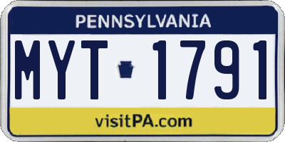 PA license plate MYT1791
