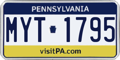 PA license plate MYT1795