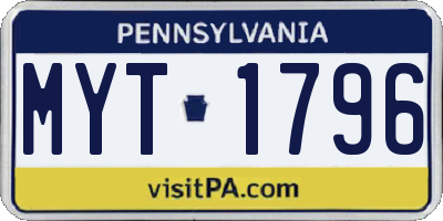 PA license plate MYT1796