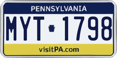 PA license plate MYT1798