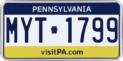 PA license plate MYT1799
