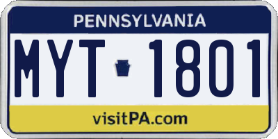 PA license plate MYT1801