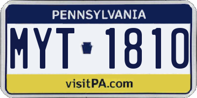 PA license plate MYT1810