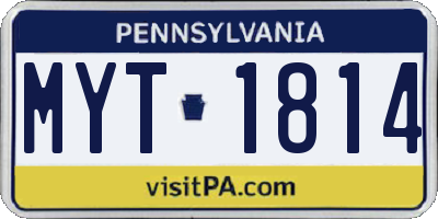 PA license plate MYT1814