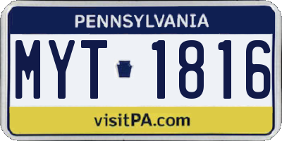 PA license plate MYT1816