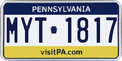 PA license plate MYT1817