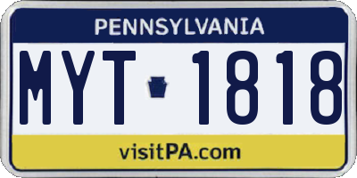 PA license plate MYT1818