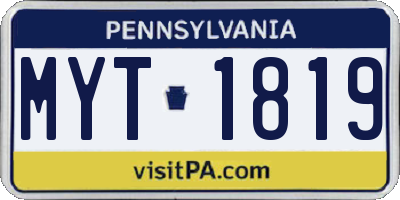 PA license plate MYT1819