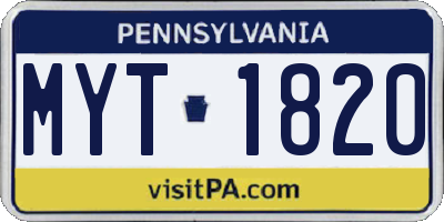 PA license plate MYT1820