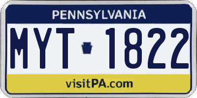 PA license plate MYT1822
