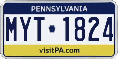 PA license plate MYT1824