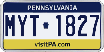 PA license plate MYT1827