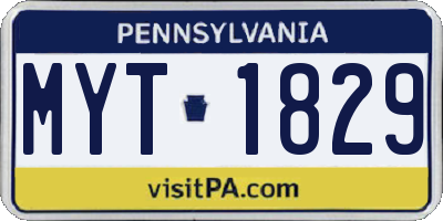 PA license plate MYT1829