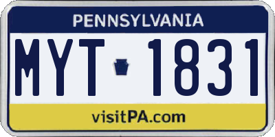 PA license plate MYT1831