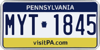 PA license plate MYT1845
