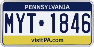 PA license plate MYT1846