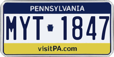 PA license plate MYT1847
