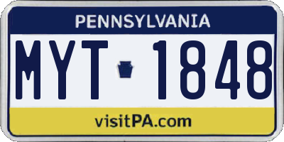 PA license plate MYT1848