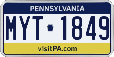 PA license plate MYT1849