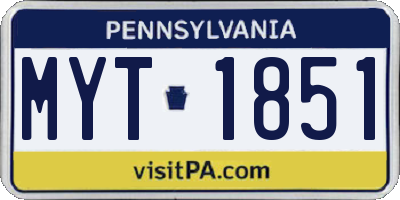 PA license plate MYT1851