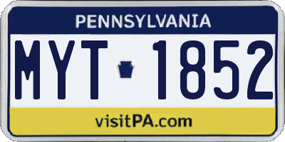 PA license plate MYT1852