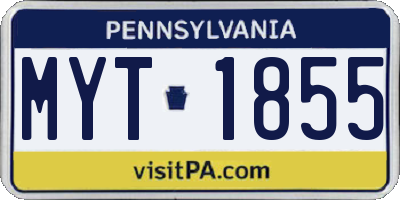 PA license plate MYT1855